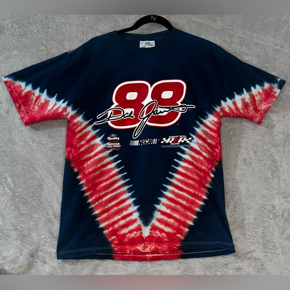 Vintage Dale Jarrett Nascar Shirt Mens Large Blue 1990s Tie Dye‎